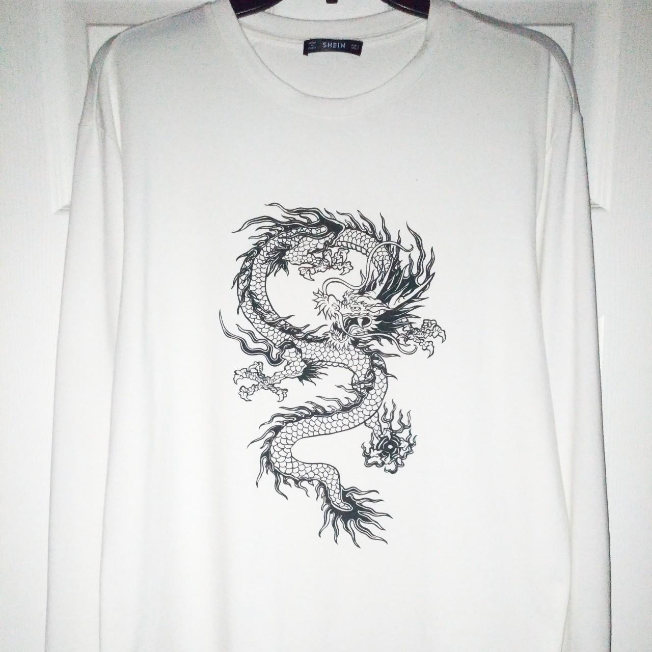 SHEIN Men Dragon Print Tee Men's Size L - Depop