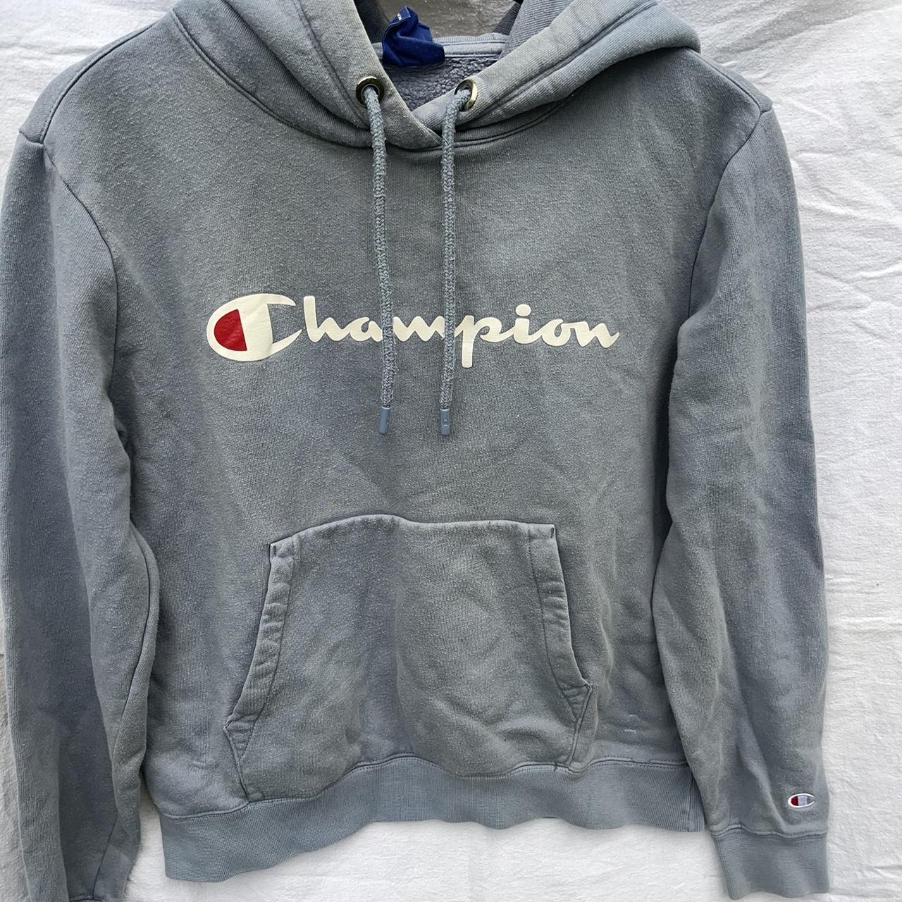 Blue women's champion hoodie size xs would also fit... - Depop