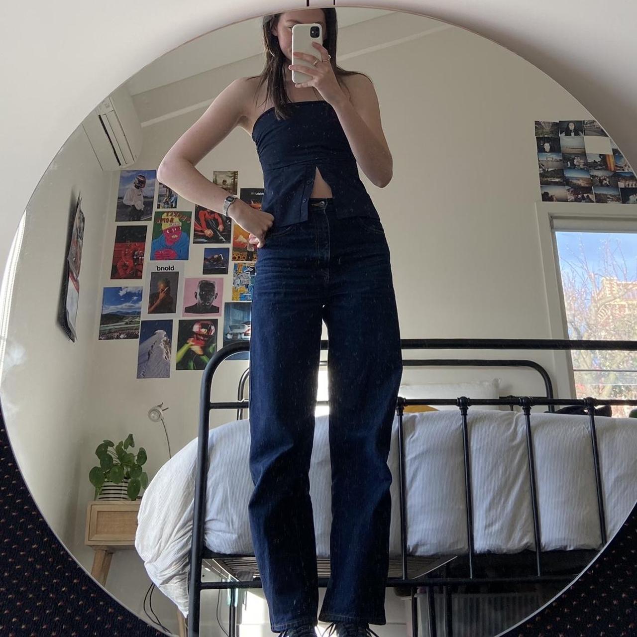 Zara Women's Navy Top | Depop