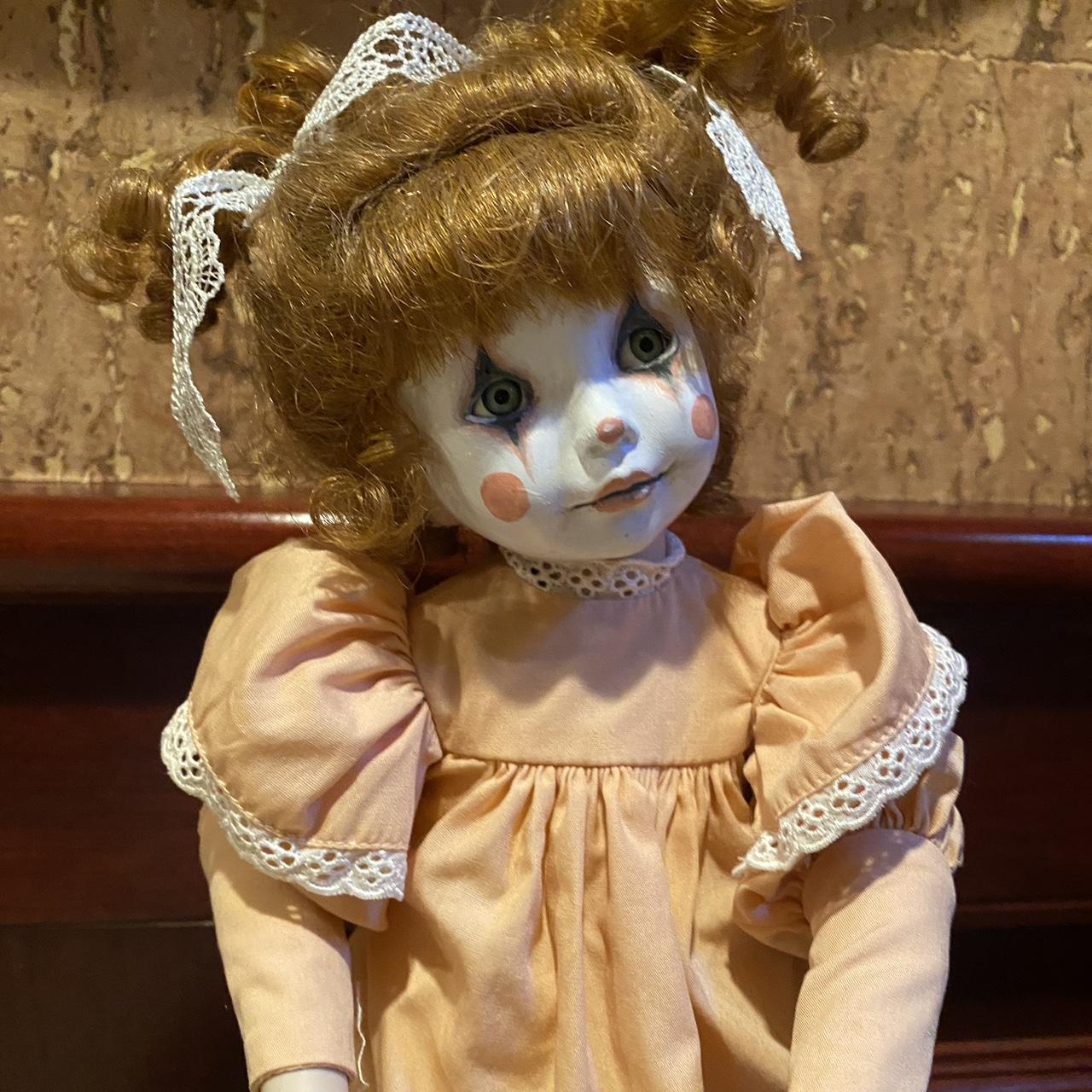 Custom painted clown vintage porcelain doll with... - Depop