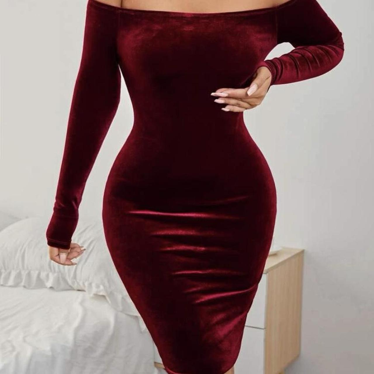 Off Shoulder Velvet Bodycon Dress