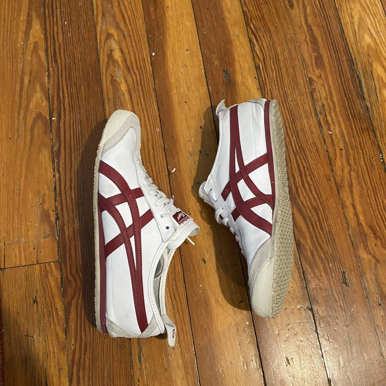 Onitsuka Tiger Men S Burgundy And White Trainers Depop