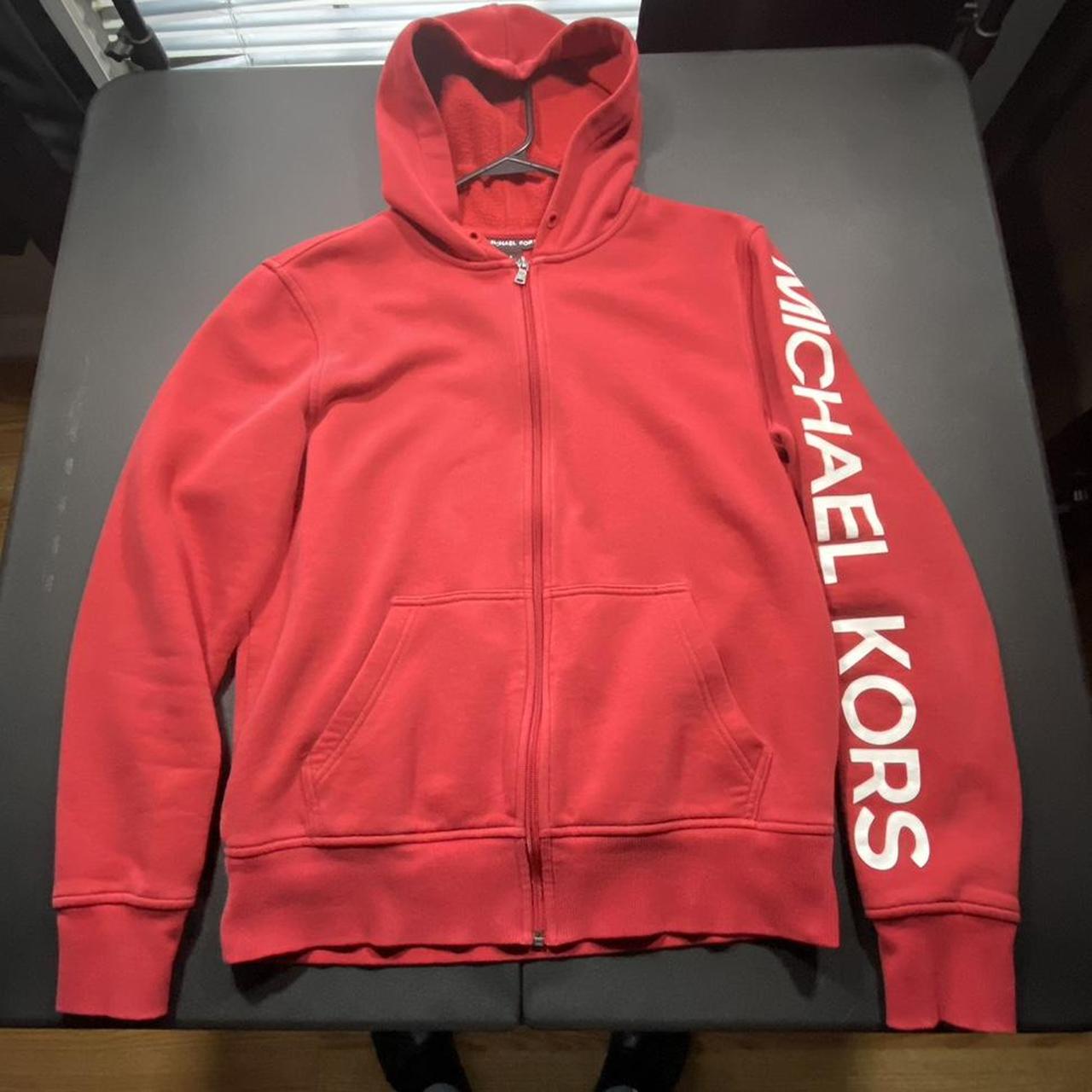 Michael kors red hoodie hotsell