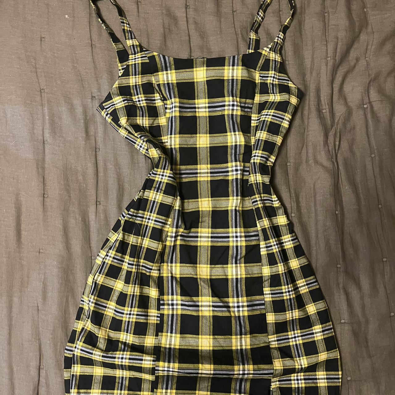 H&m yellow plaid dress best sale