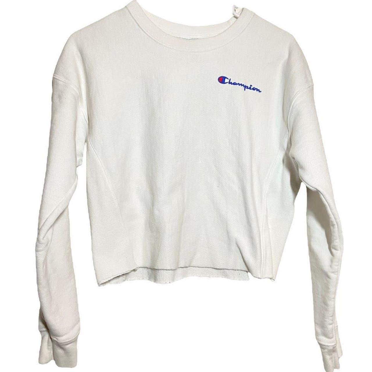 White cropped champion online sweatshirt