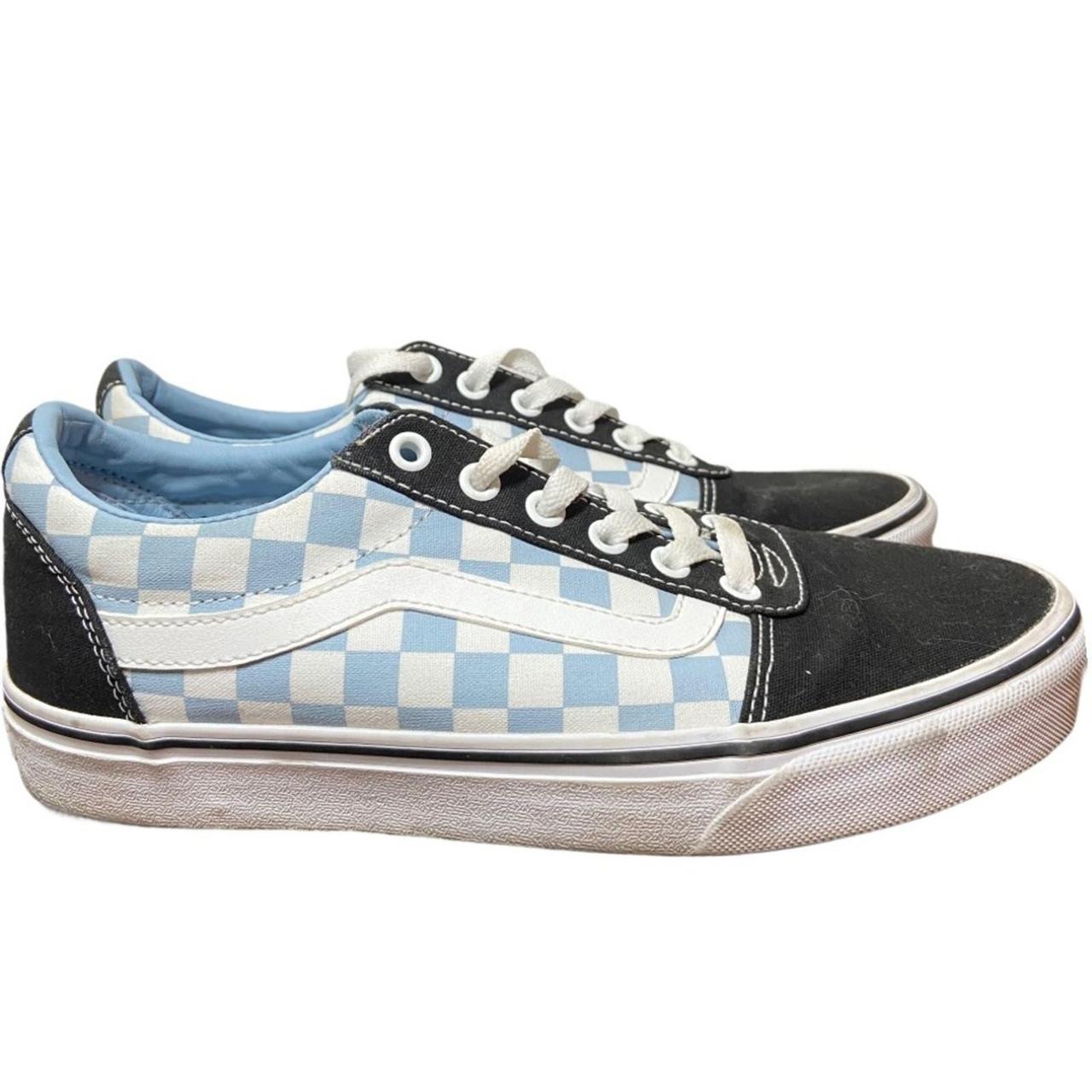 Blue and white 2024 checkered vans old skool