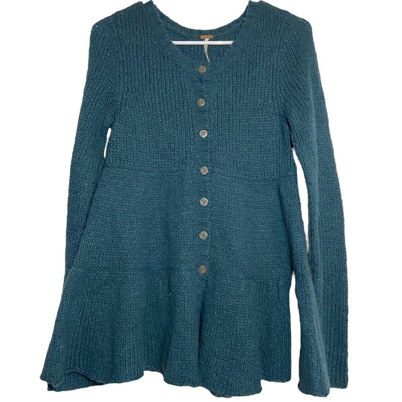 Free people shop green cardigan