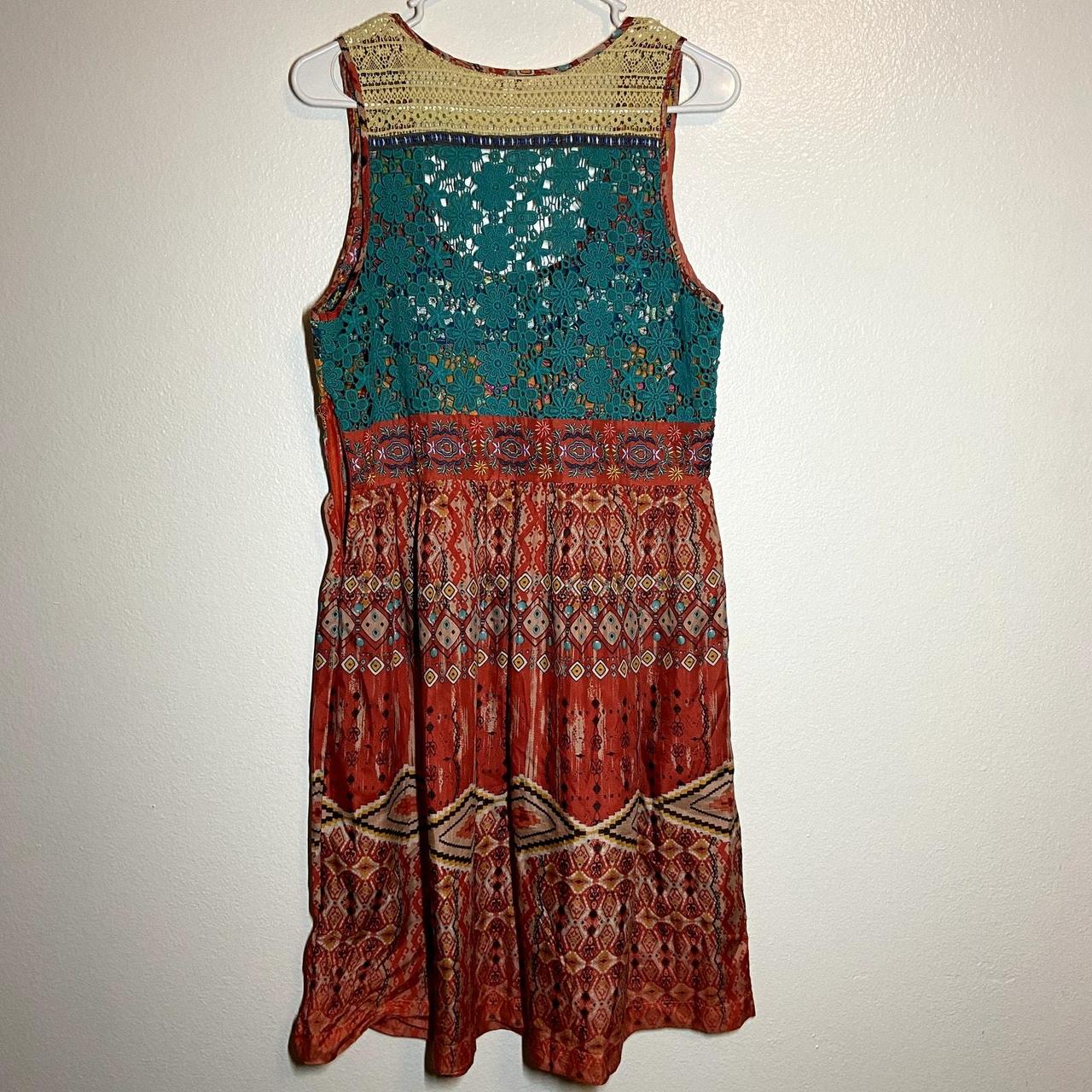 Sold Sundance 100% Silk Dress Embroidered Crotchet Sleeveless Rainbow Medium euc