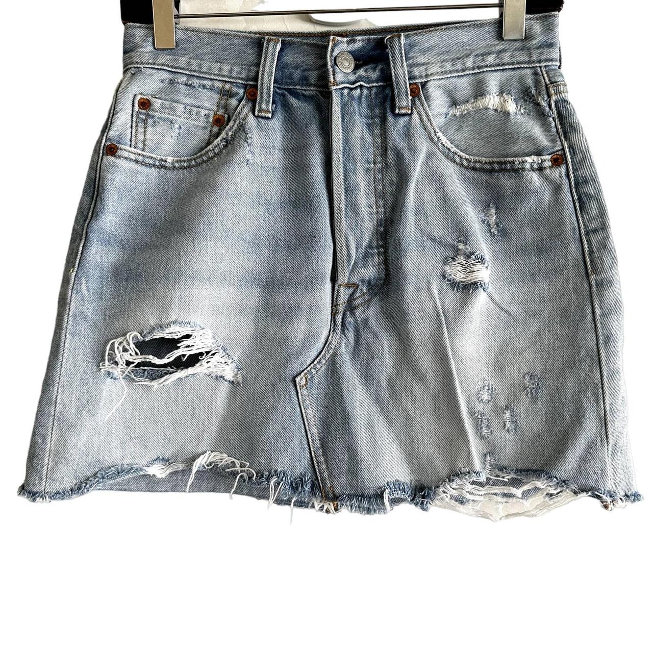 Levi s Deconstructed Denim Skirt Light Wash Non