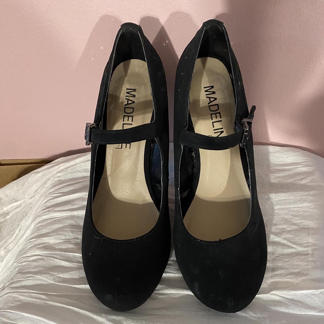 Black Suede Madeline Girl Pumps/Heels Size 5 1/2... - Depop