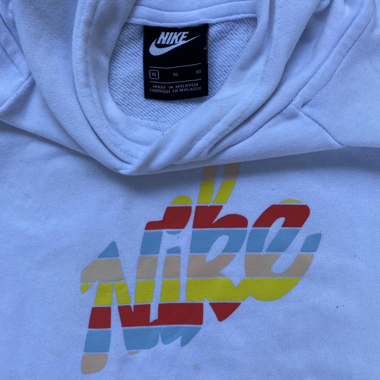 White, Colorful Logo Nike Hoodie. Super cute and... - Depop