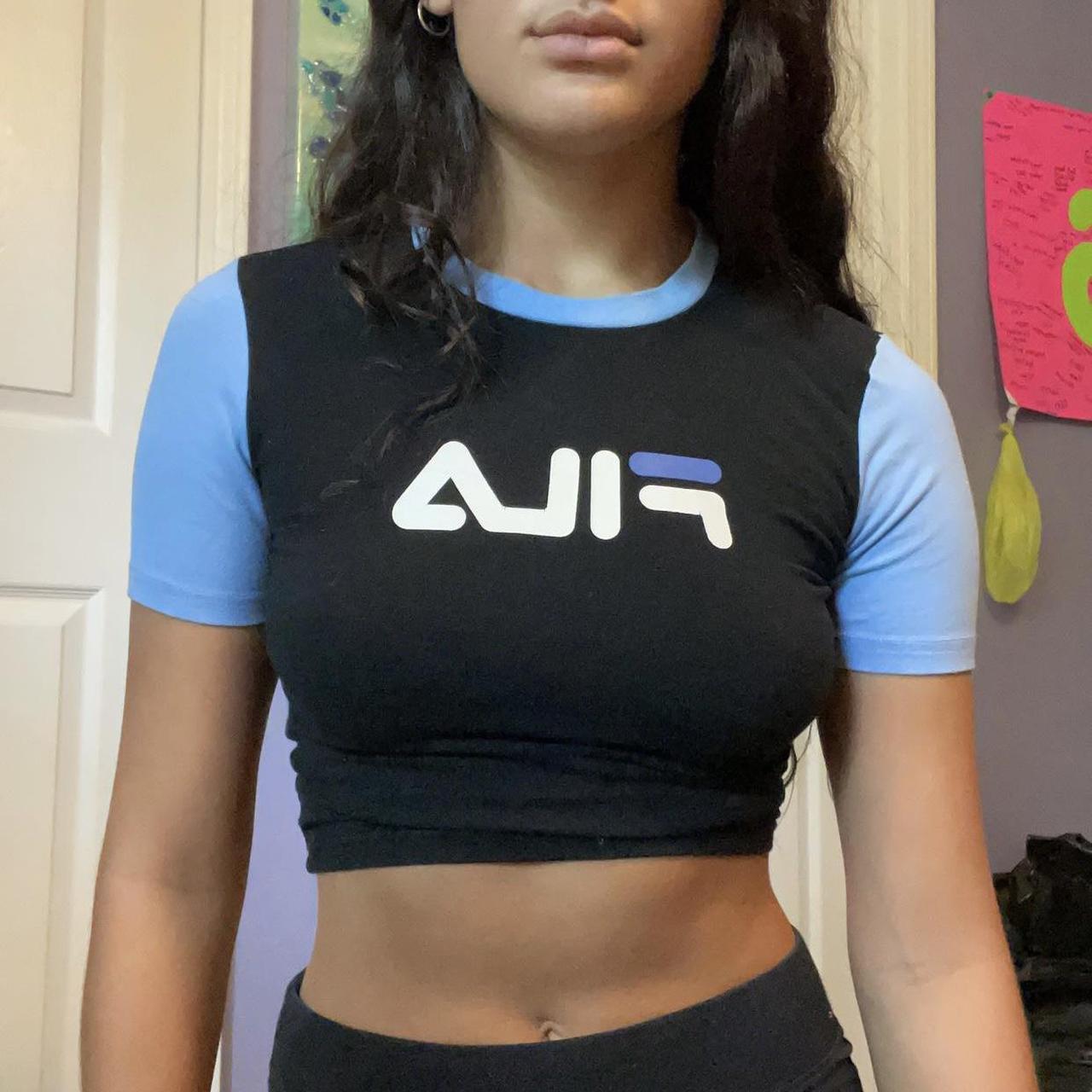 FILA colorblock cropped tee message me w