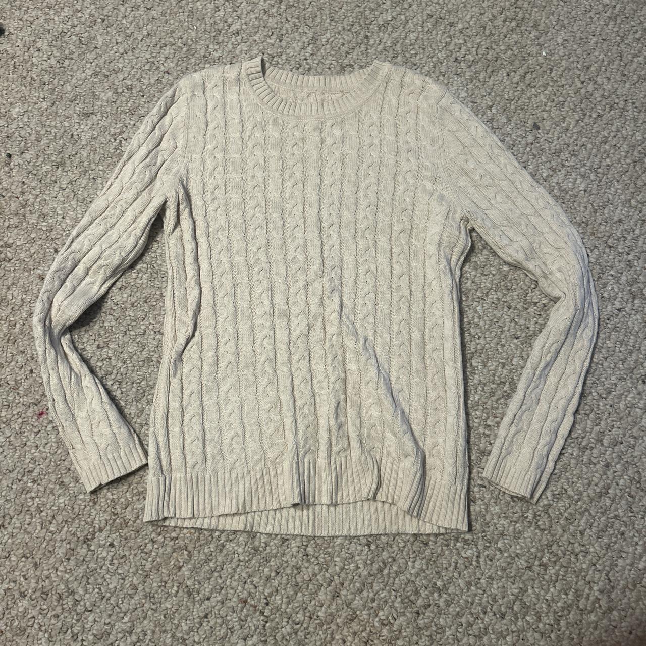 Versatile White knit sweater, coquette girly sweater... - Depop