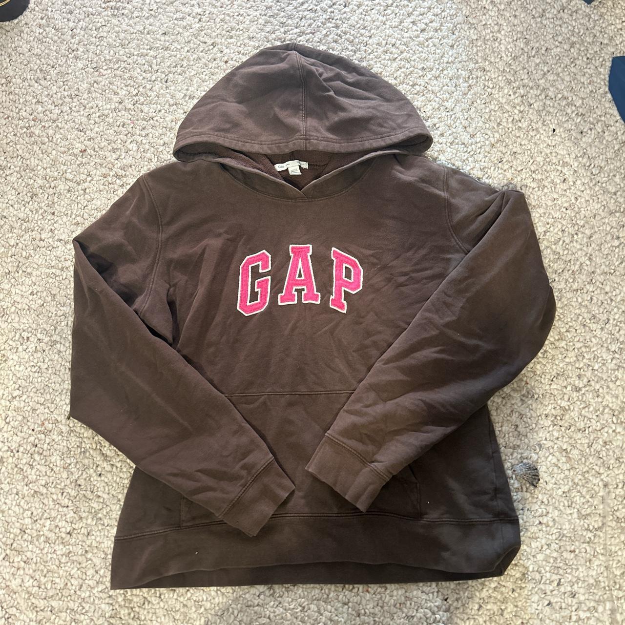 2000s y2k pink and brown GAP hoodie! so comfy and... - Depop