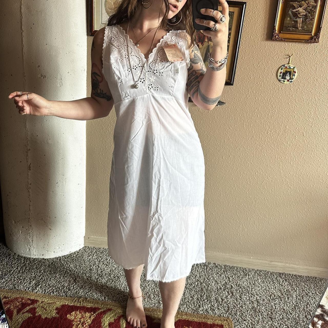 vintage sheer white prairie dress 80s Yugoslavian... - Depop