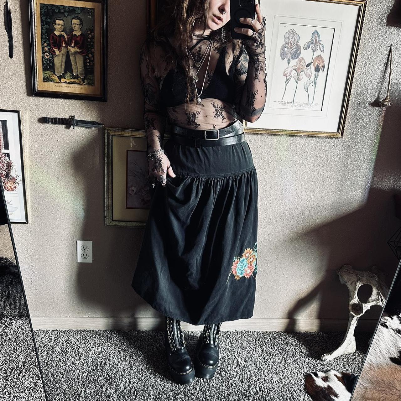 90s prairie goth skirt vintage 90s flowy, goth... - Depop