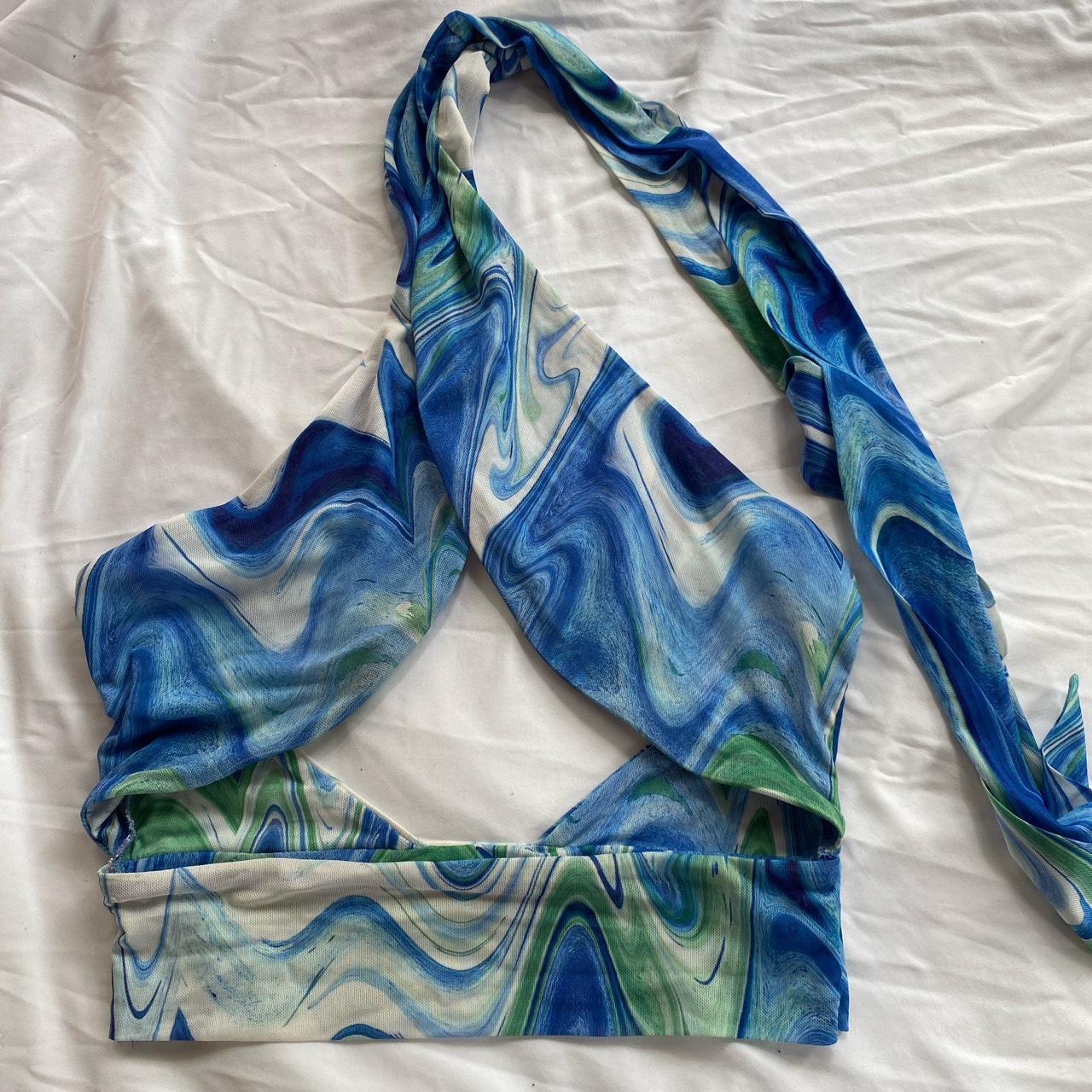 Marble print tie wrap top! So cute on a night out Depop