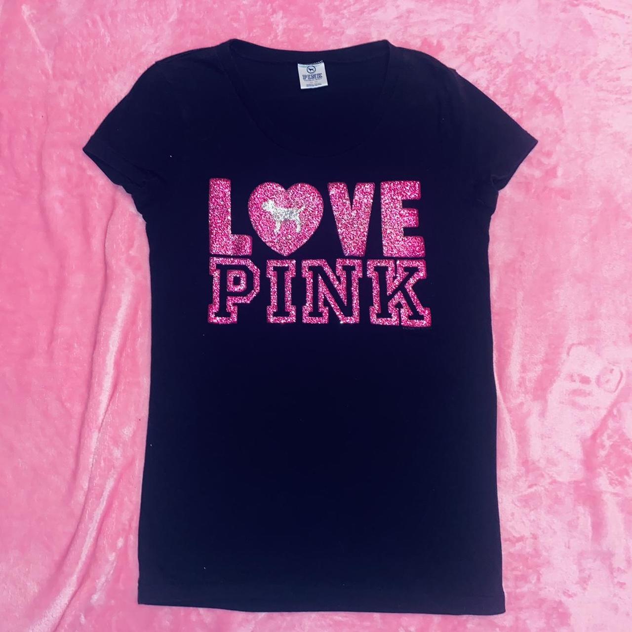 VS PINK Glitter Logo Baby Tee Shirt • Size Medium •... Depop