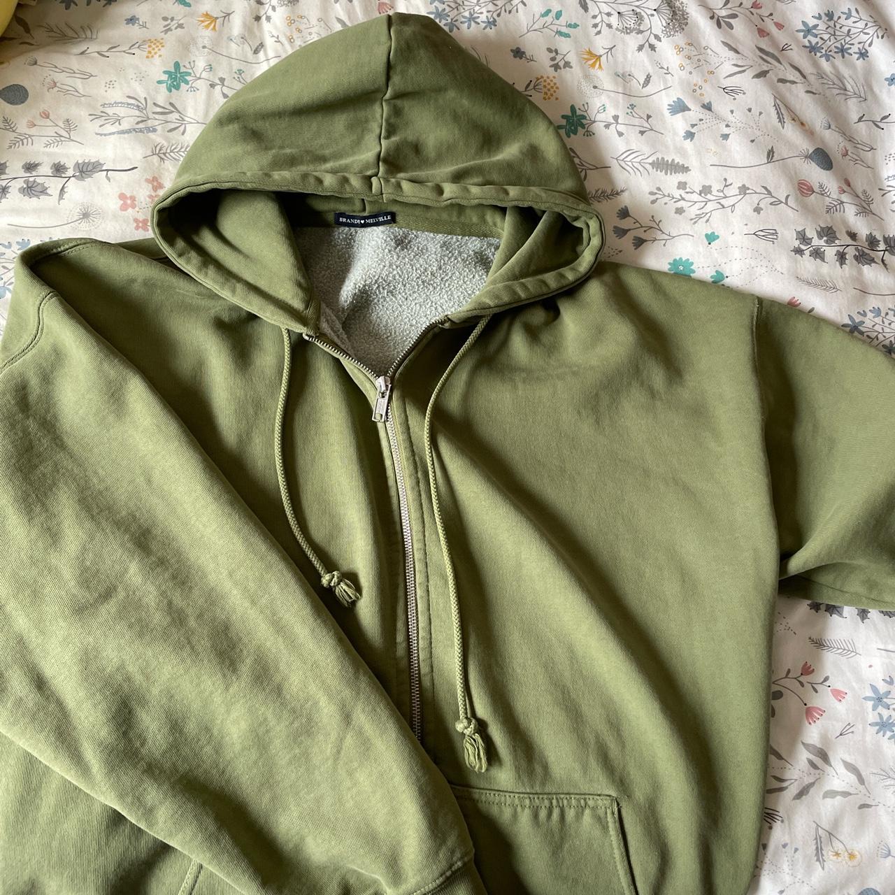 Brandy Melville Women's Green and Khaki Sweatshirt Depop