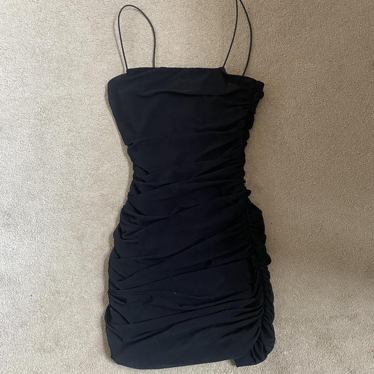 OH POLLY black bodycon ruched dress... - Depop