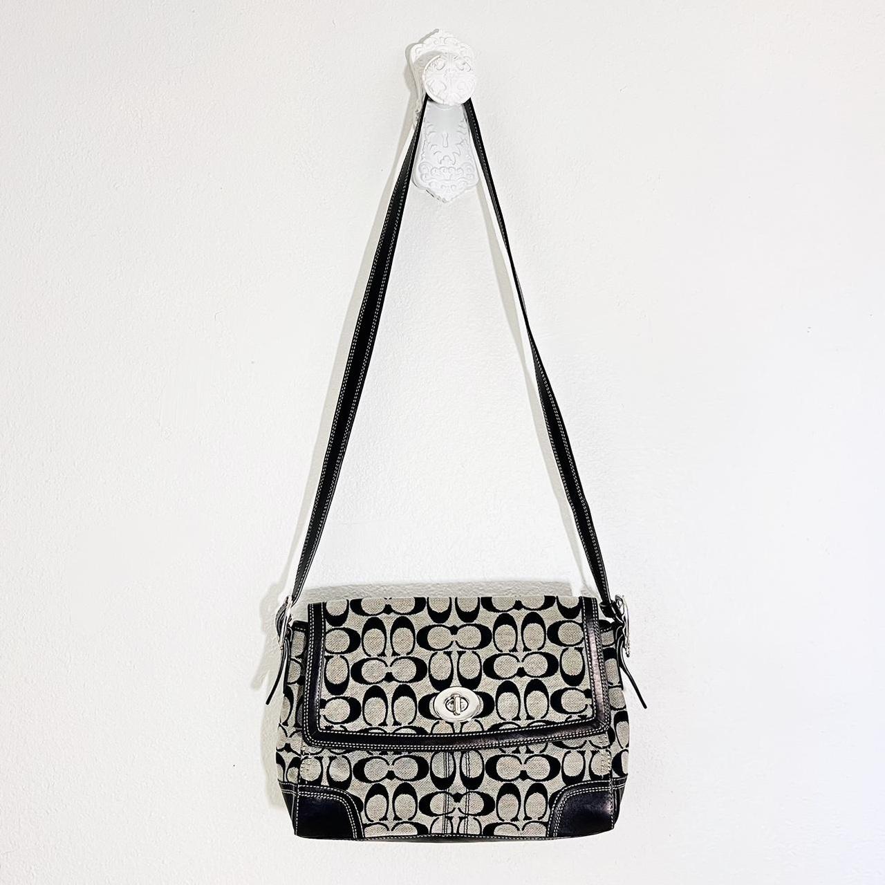 Coach Black Hampton Signature F13972 Flap Crossbody | Depop