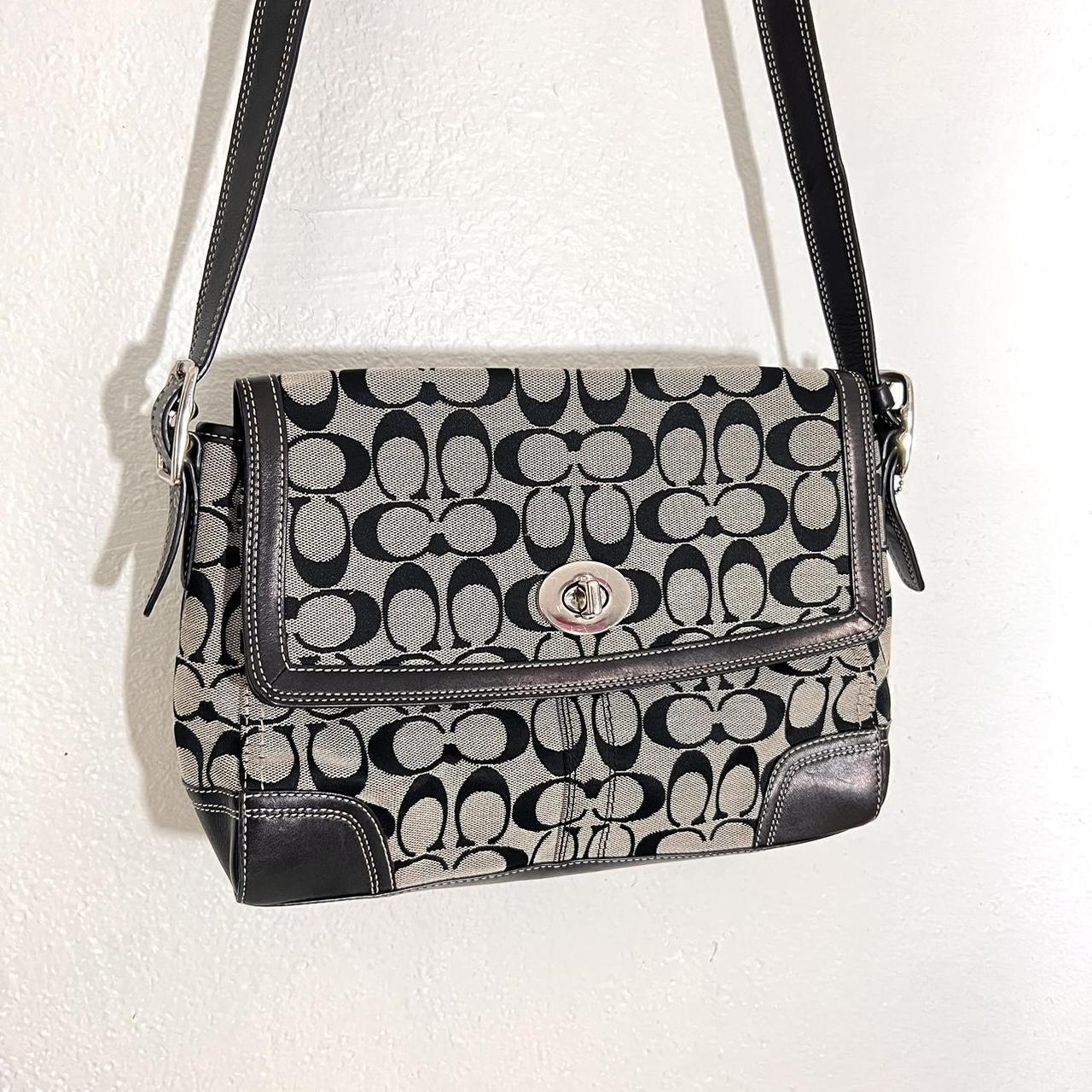 Coach Black Hampton Signature F13972 Flap Crossbody | Depop