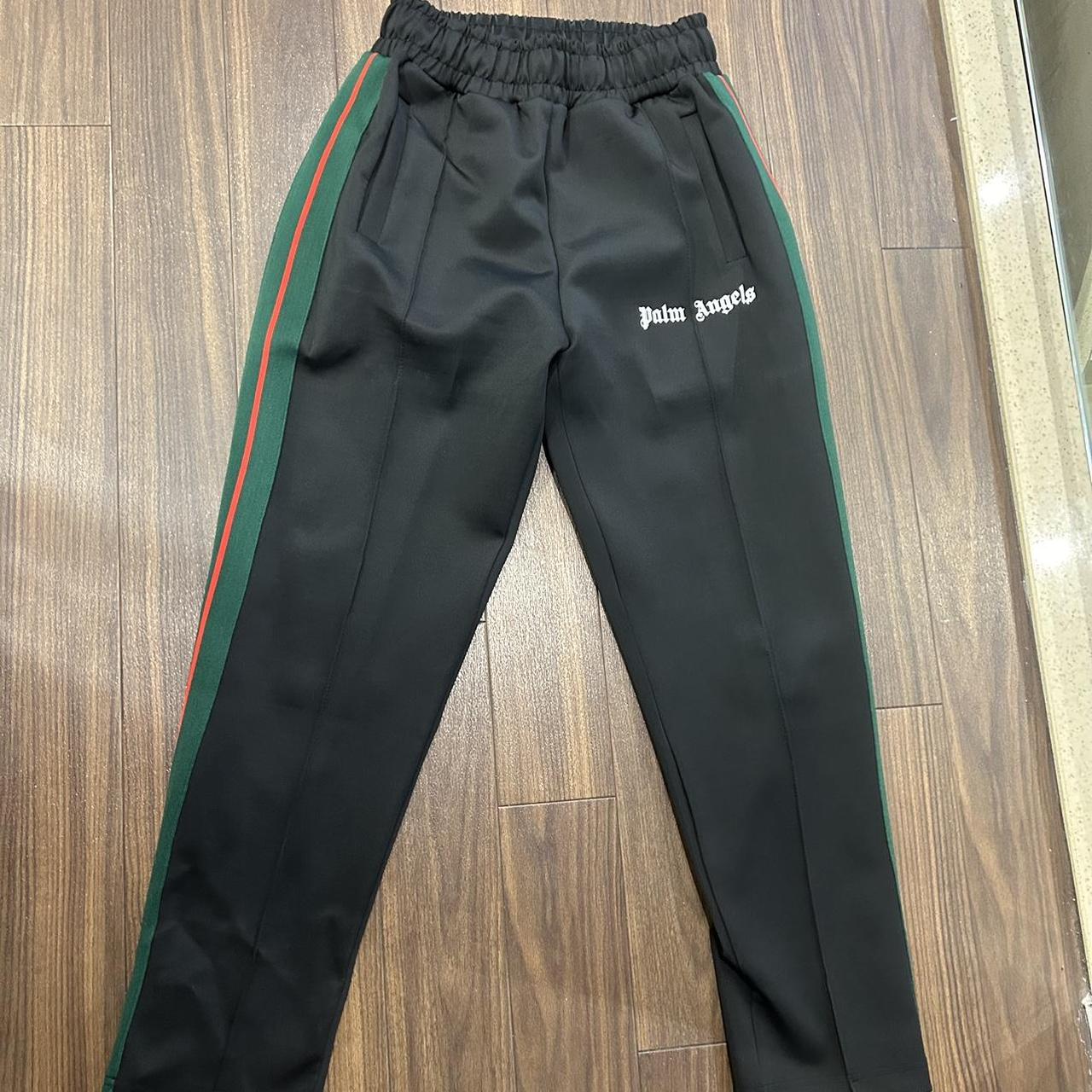 Palm angels track bottoms Black with green and red... - Depop