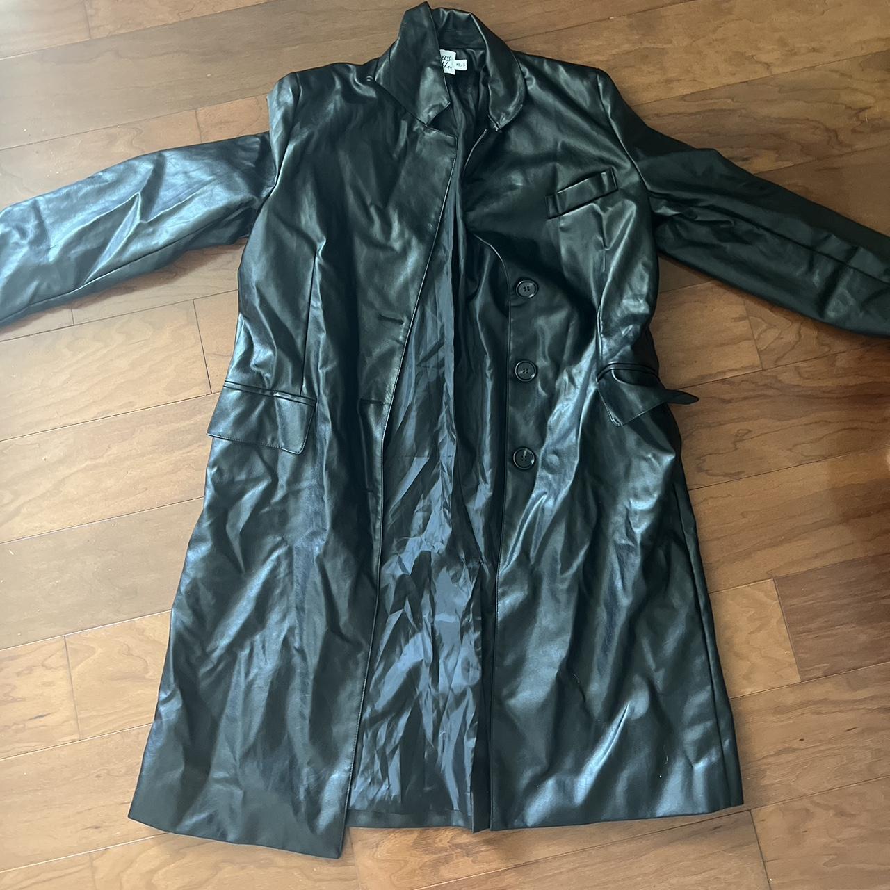 Long leather jacket princess polly, never worn - Depop