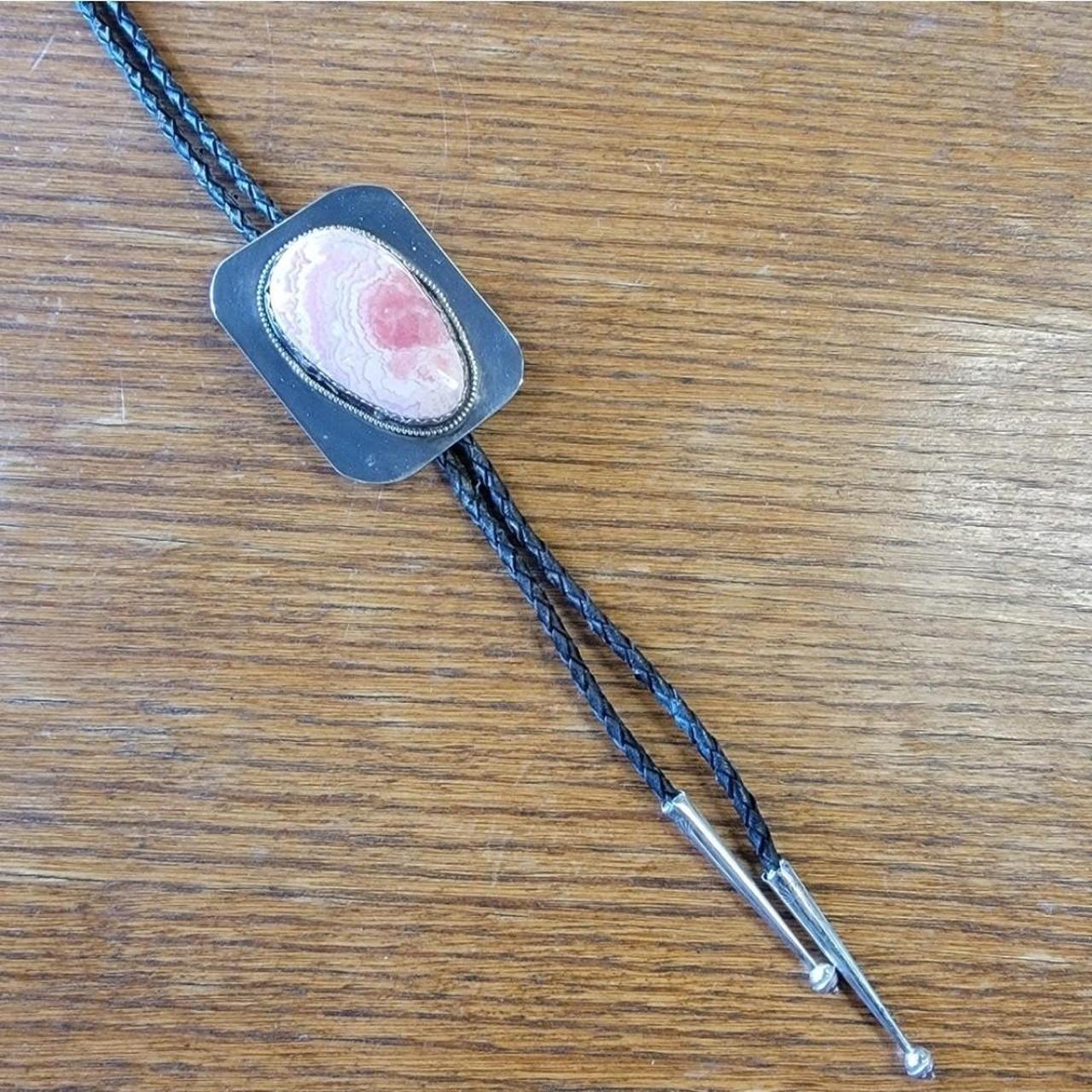 Vintage Bolo Tie Silver & Rose Quartz . this is a...