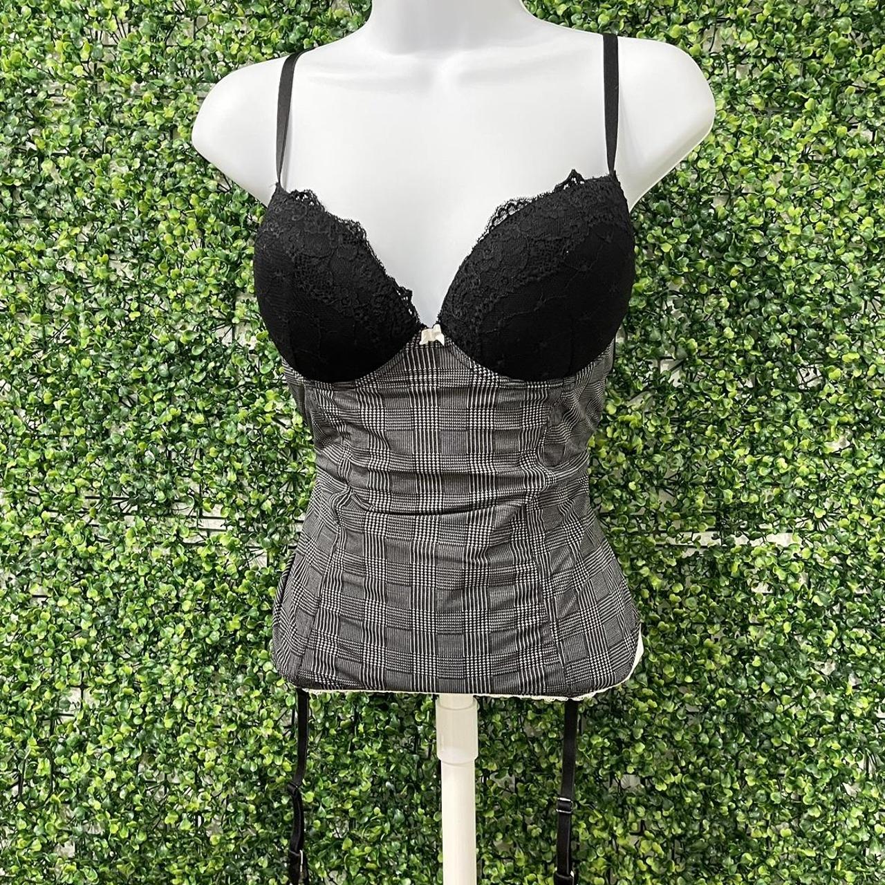 black and white bustier top ! looks like a corset... - Depop