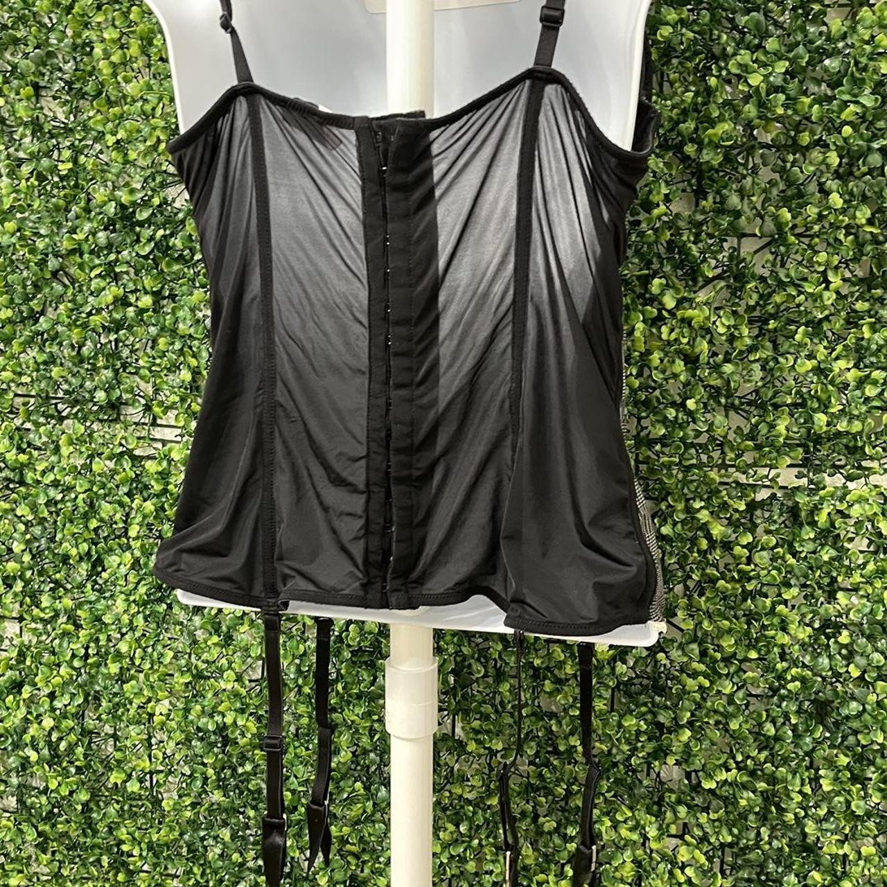 black and white bustier top ! looks like a corset... - Depop