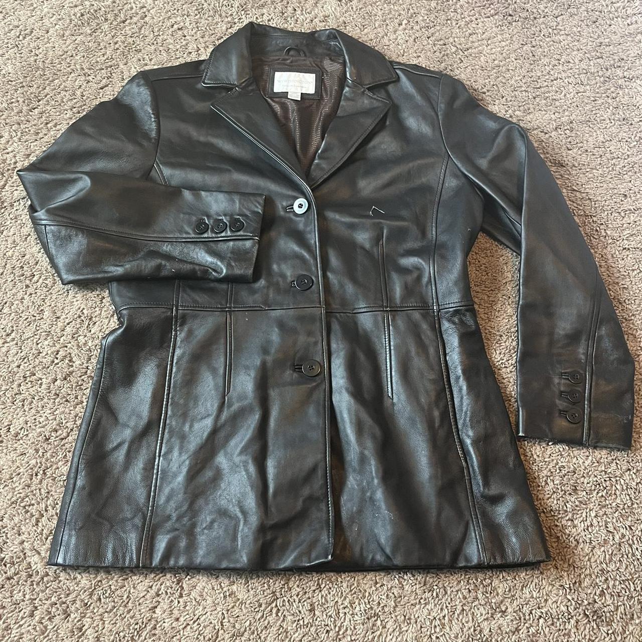 Black leather jacket 100% leather Worthington... - Depop