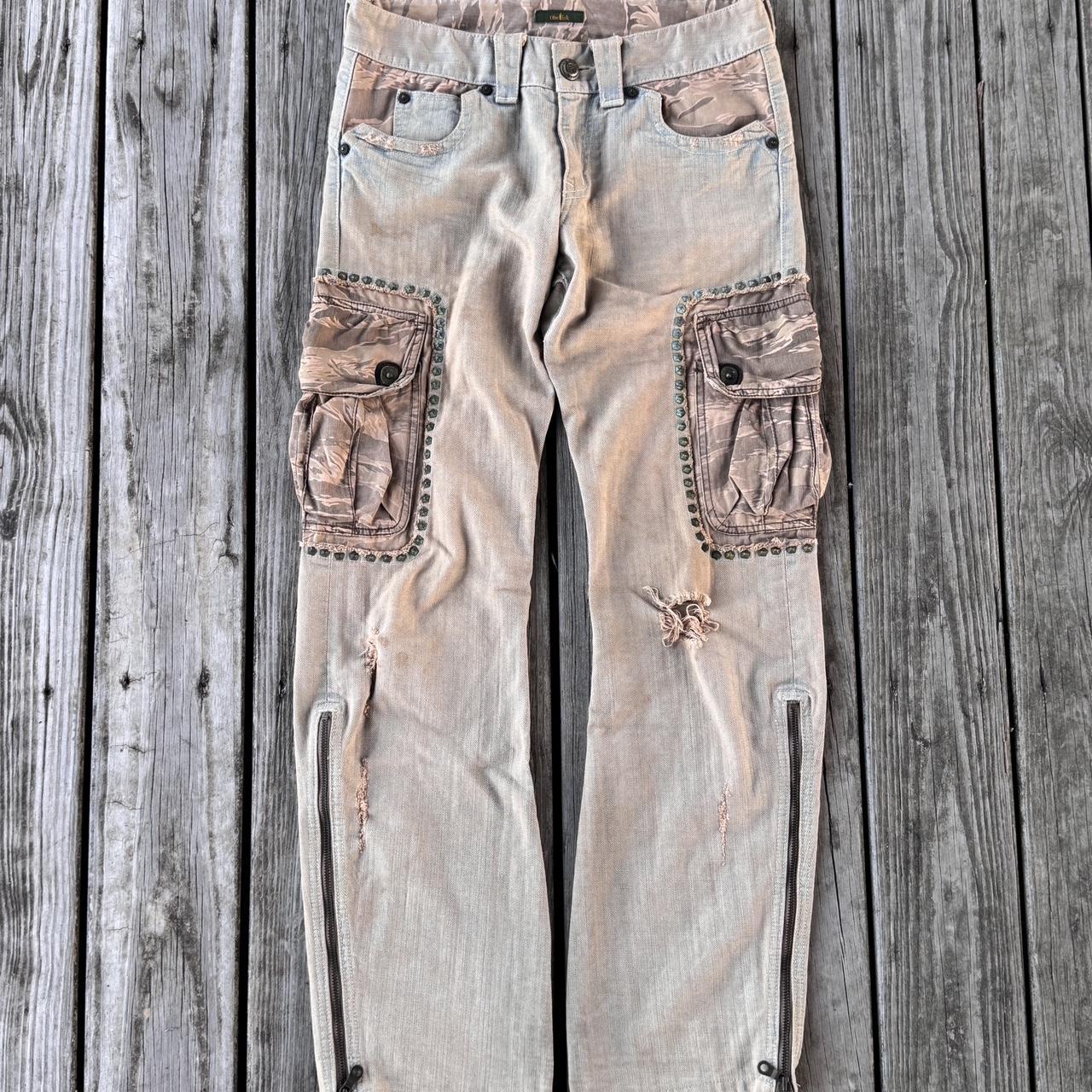 Obelisk Archive Gimmick Cargo Flare Jeans -... - Depop