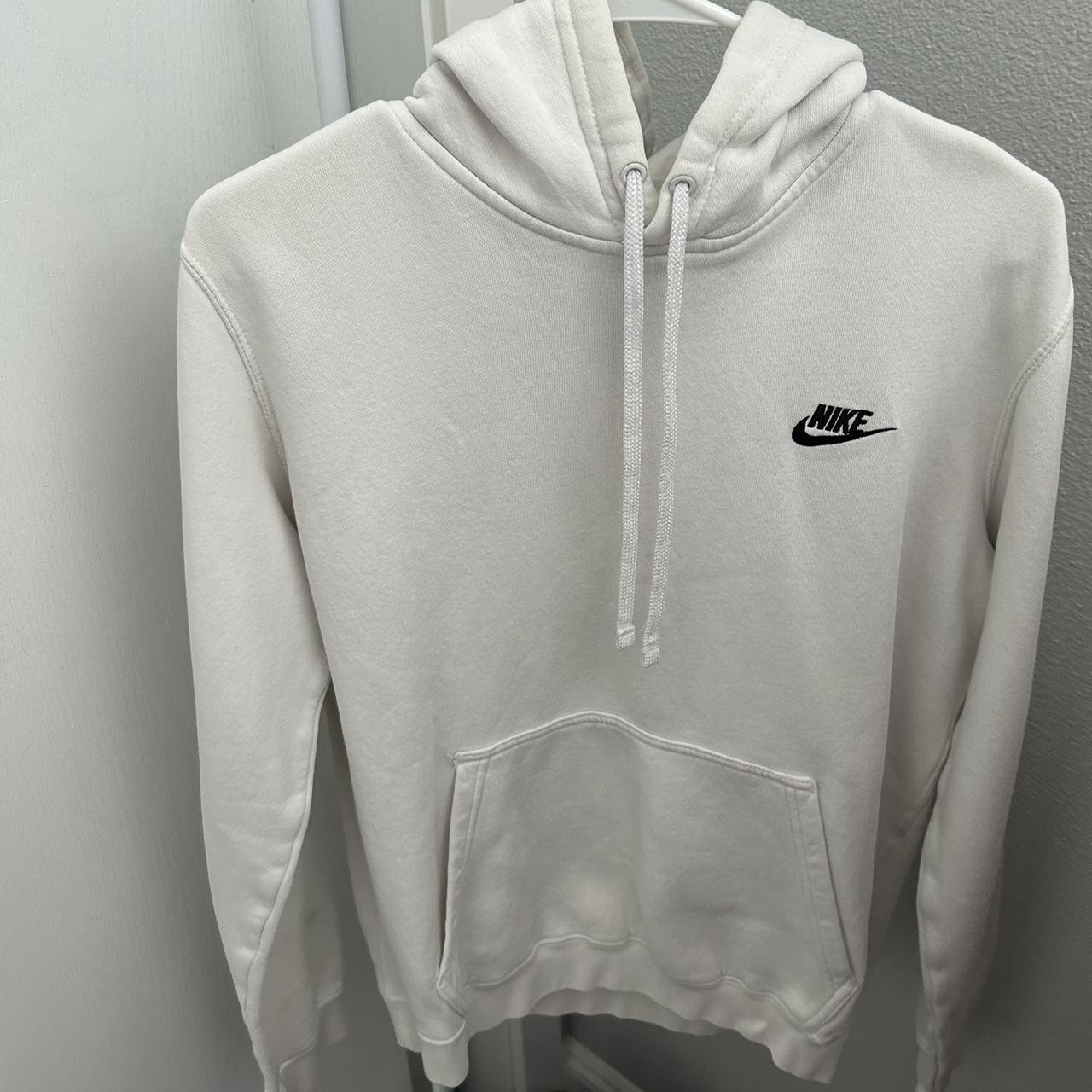 White Nike Hoodie Size men’s medium Pretty worn,... - Depop