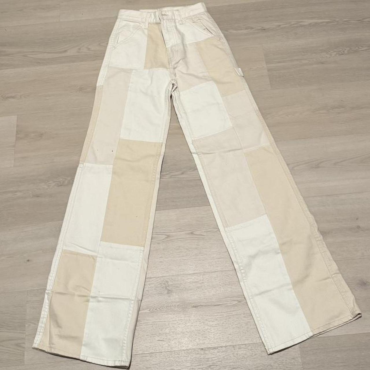 PacSun Women's Patched Jeans Cream/Tan 24