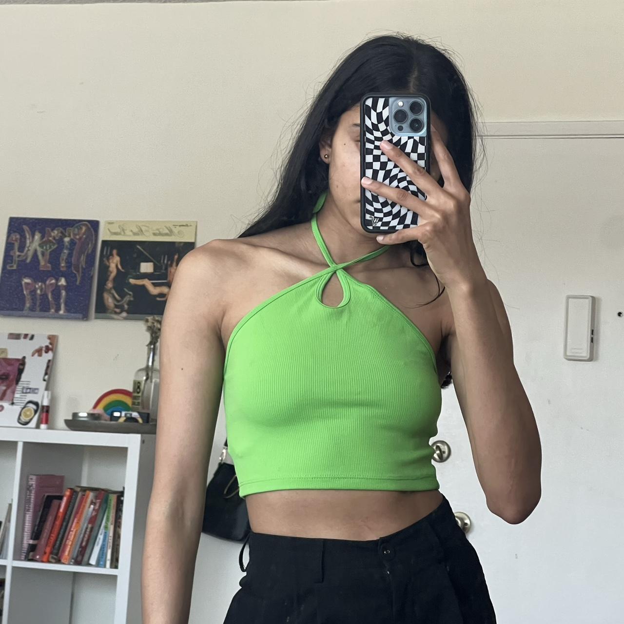 Green Halter Crop Top Super Flattering Green Depop