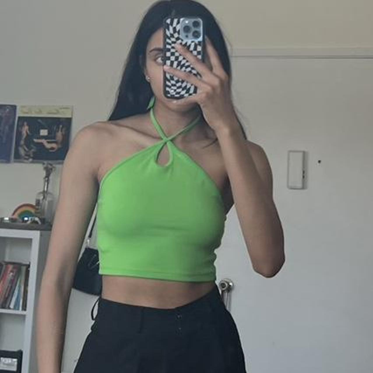 Green Halter Crop Top Super Flattering Green Depop