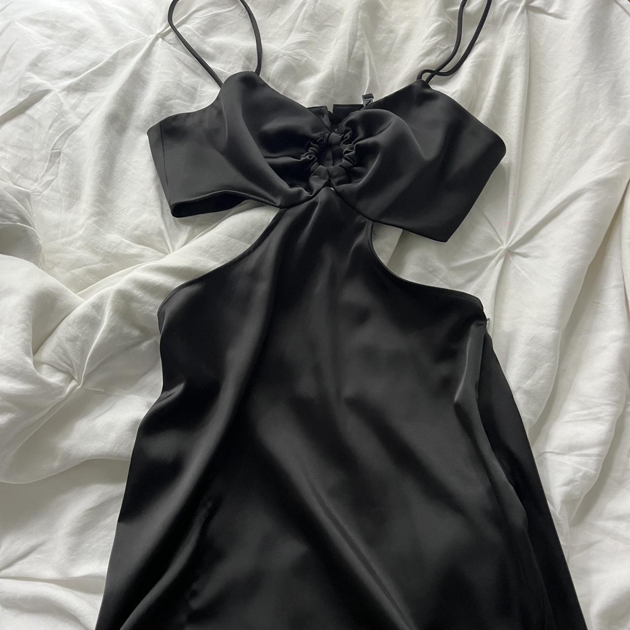 Zara black silky cutout dress! One of my faves, worn... - Depop