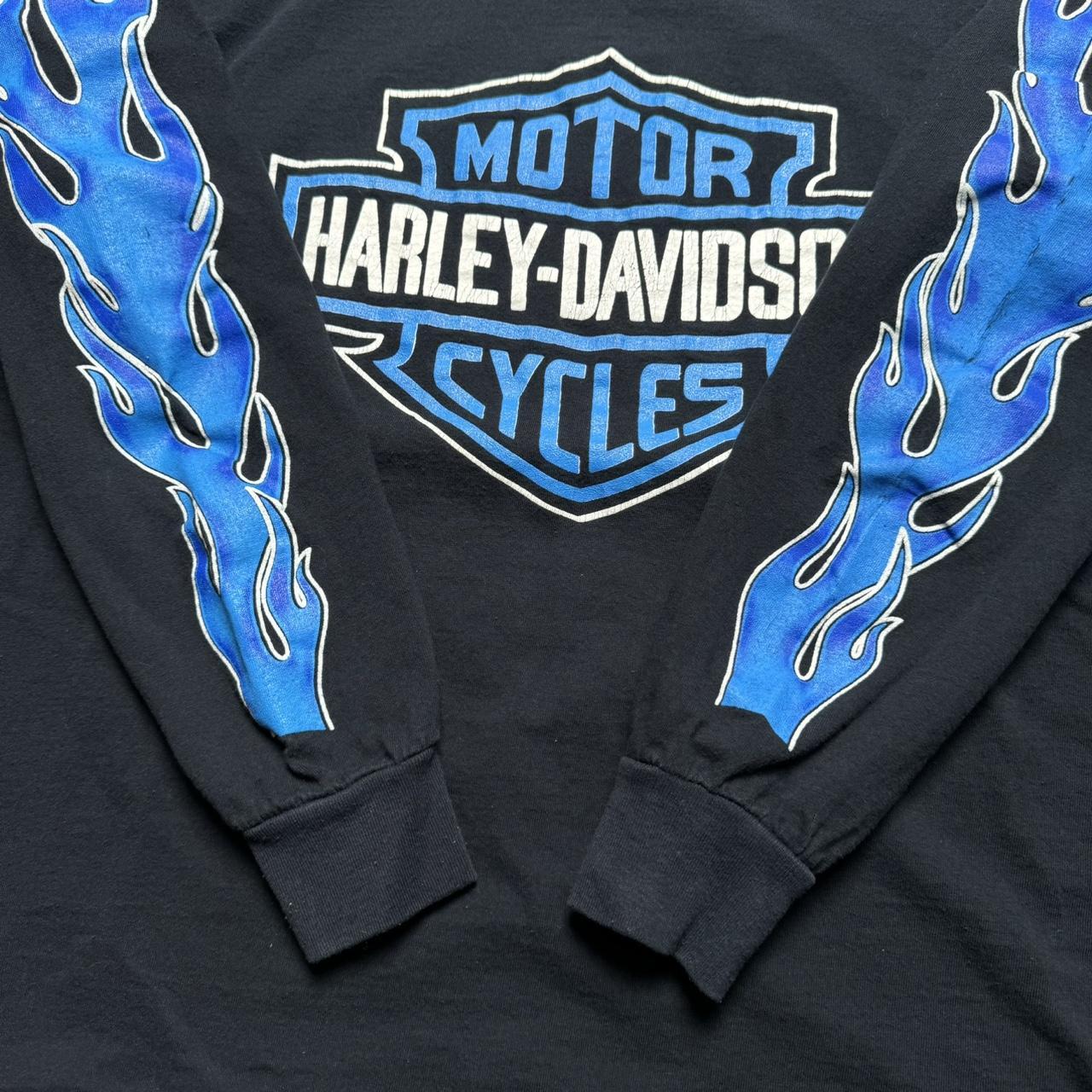 Vintage 90s 1991 Harley Davidson Blue Flames... - Depop