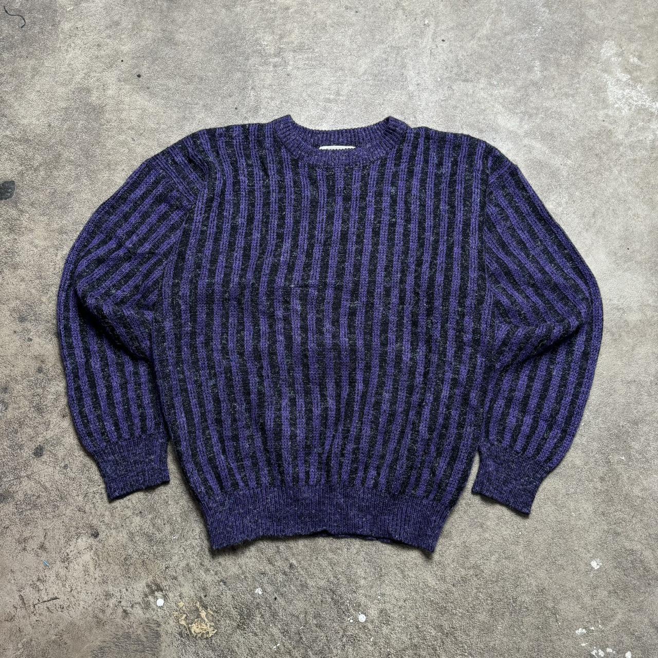 Vintage 90s Purple Striped Sweater Claude Rene... - Depop