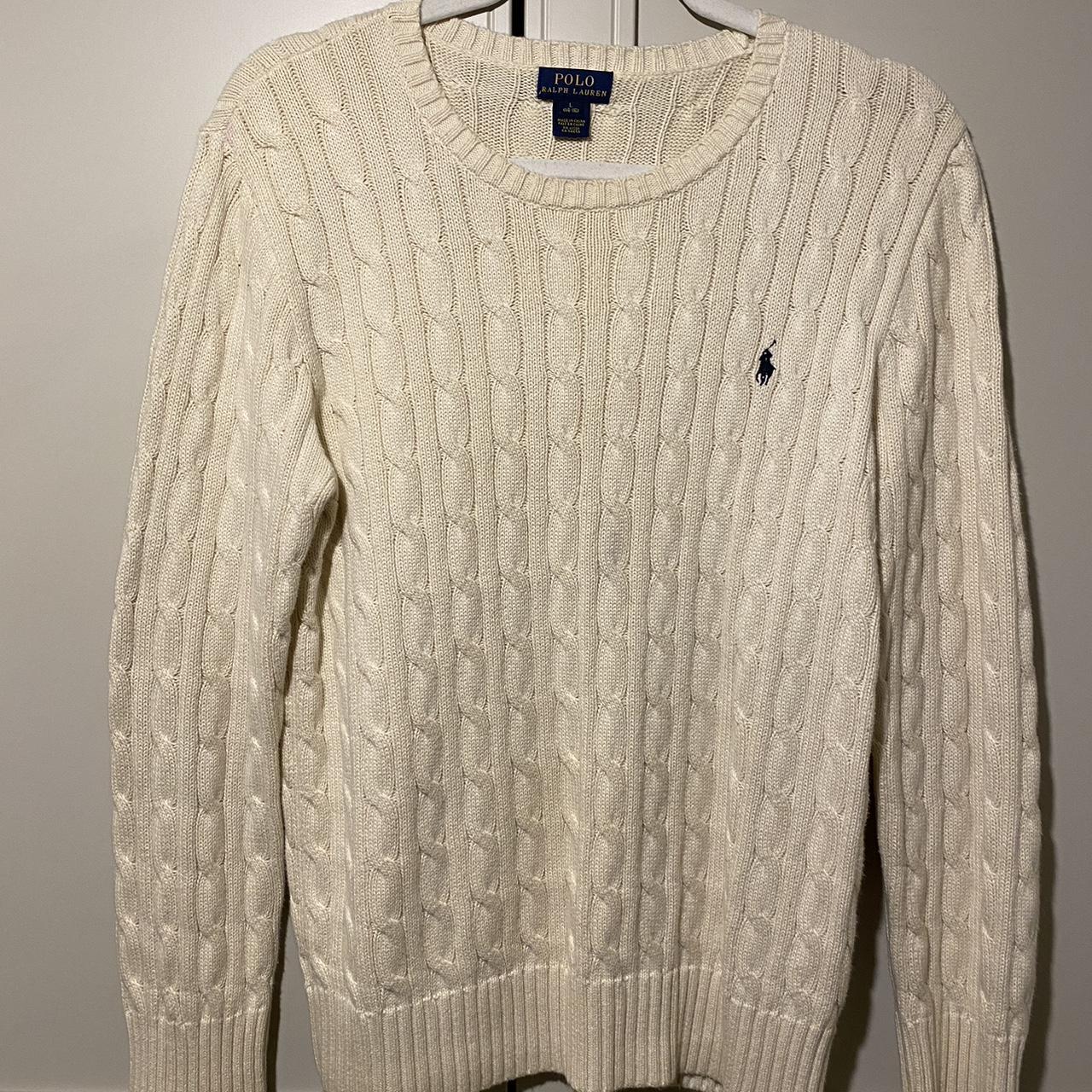 Polo Ralph Lauren Men's Cream Sweatshirt | Depop
