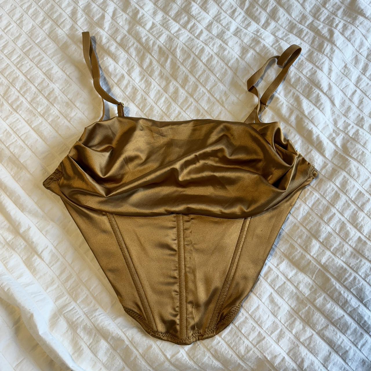 Gold Cowl neck Corset Top slight snag on the front - Depop