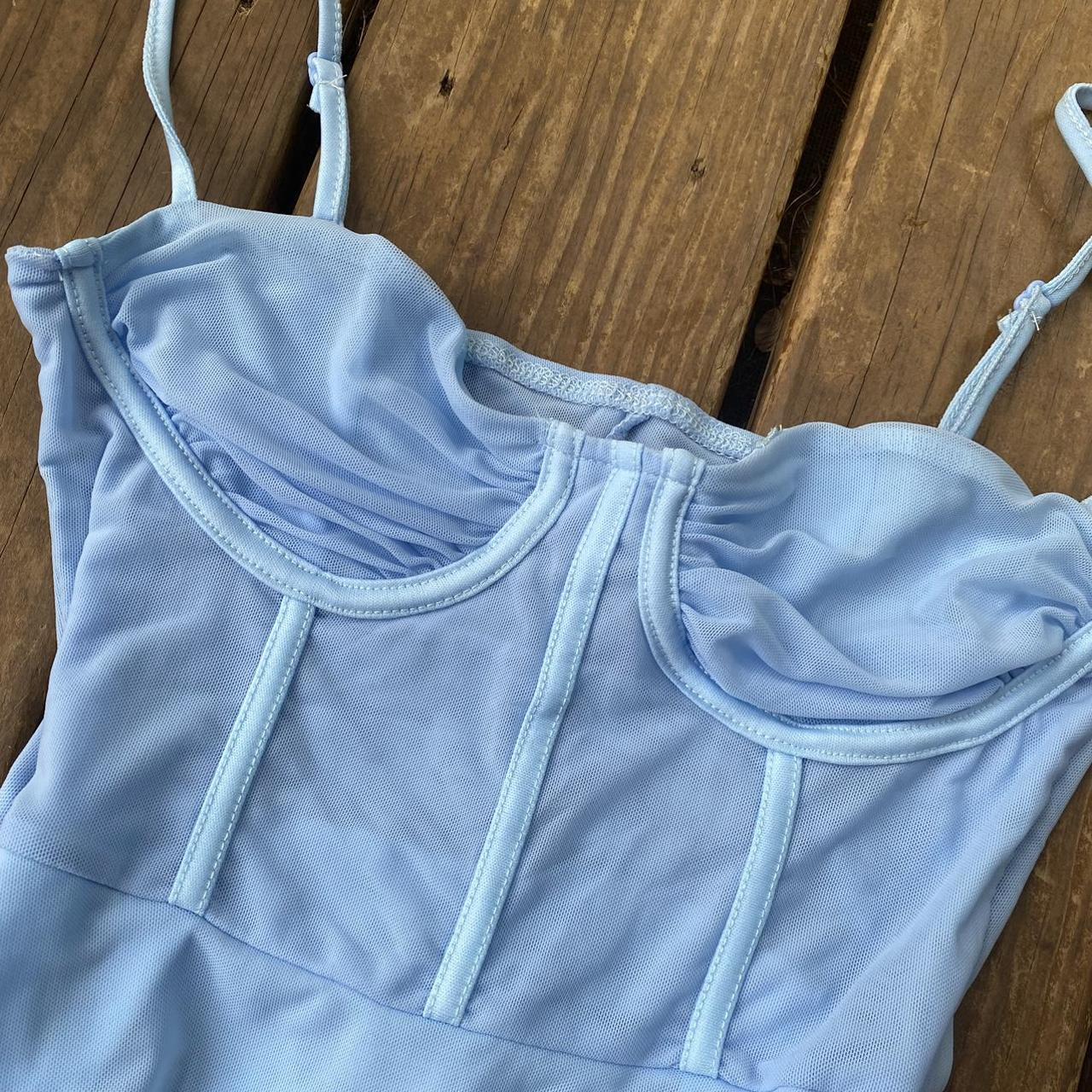 Baby Blue Mesh Corset Dress ~size small ~brand... - Depop