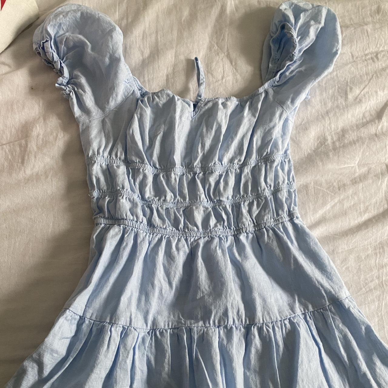 Blue cottage core mini dress Size small In good... - Depop