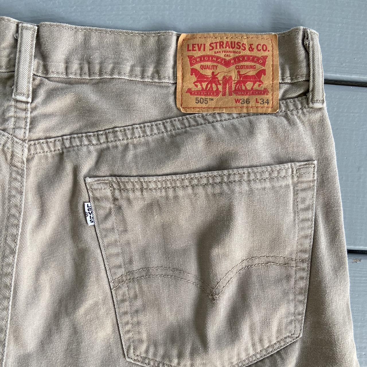 505 White Tab Levis in Khaki / Tan W36 | Depop