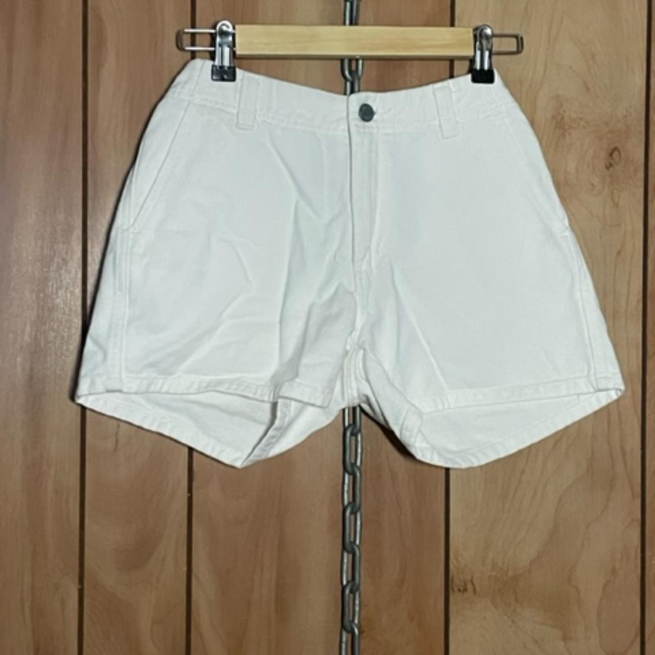 Vintage mid waisted white shorts with adjustable... - Depop