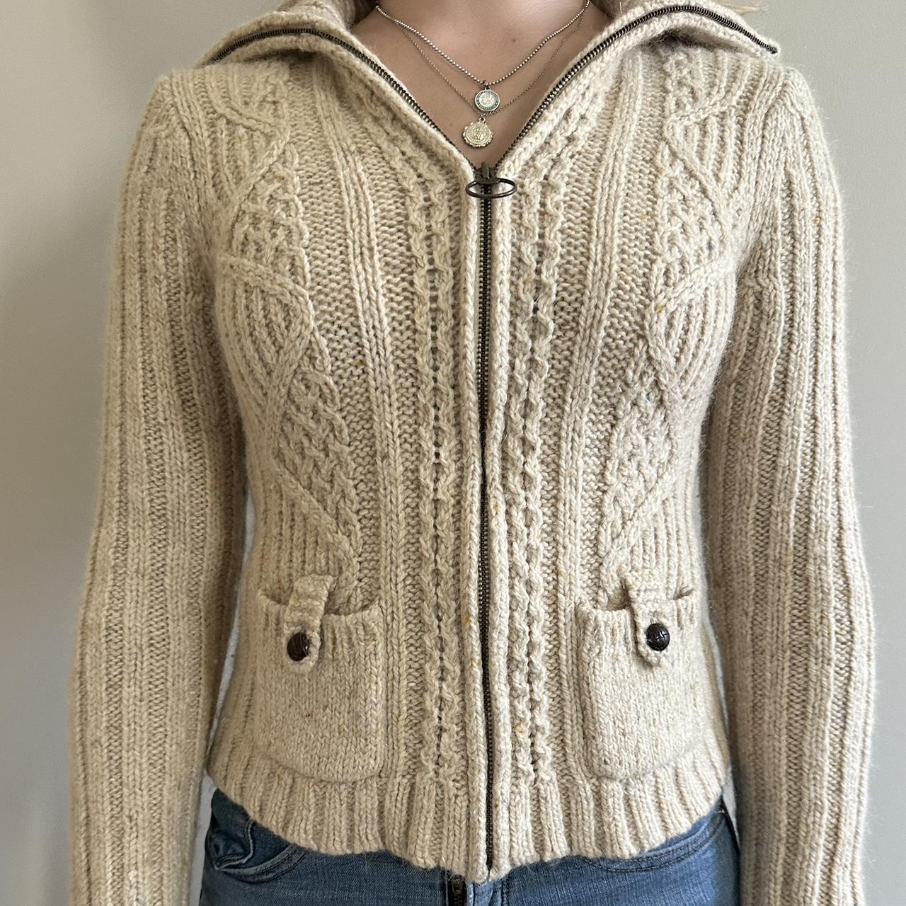 the cutest wool zip sweater has functional pockets... - Depop