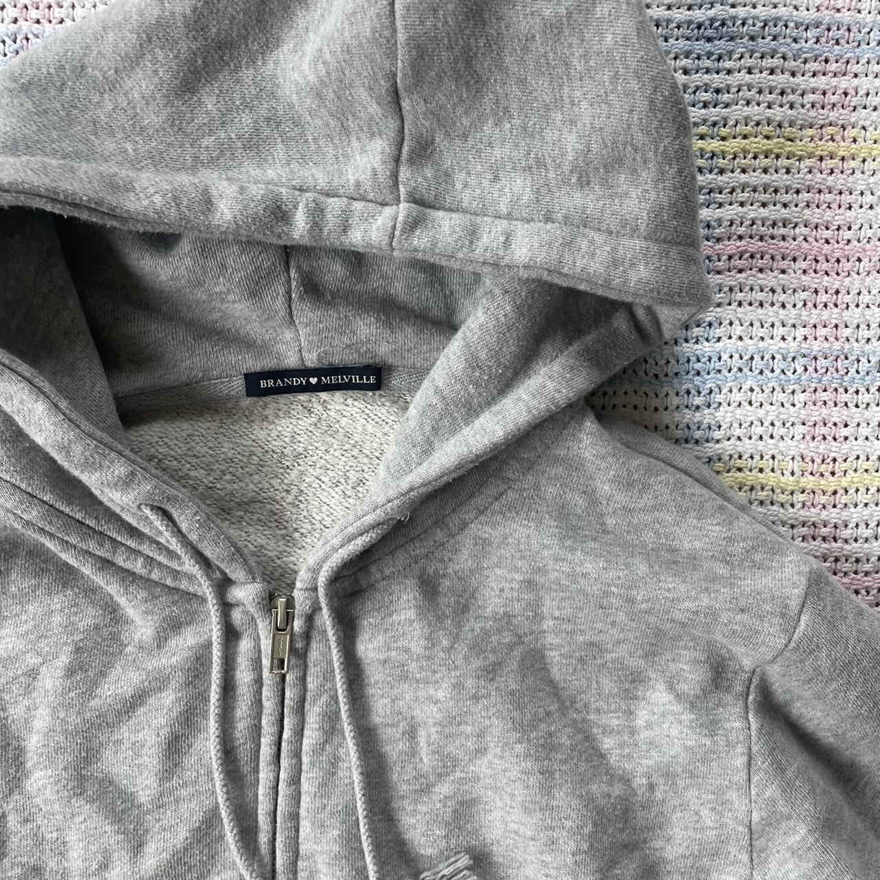 Brandy Melville Grey Crystal Zip Up #brandyhoodie - Depop