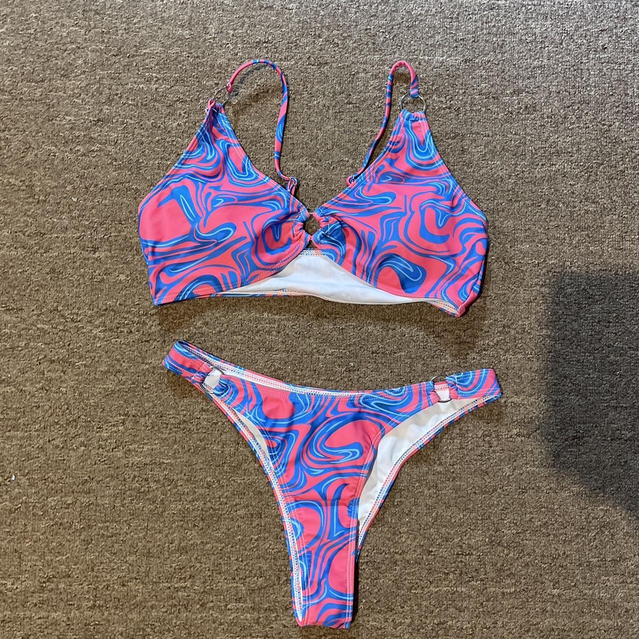 BLUE PINK MARBLE BIKINI!! Gorgeous pattern and
