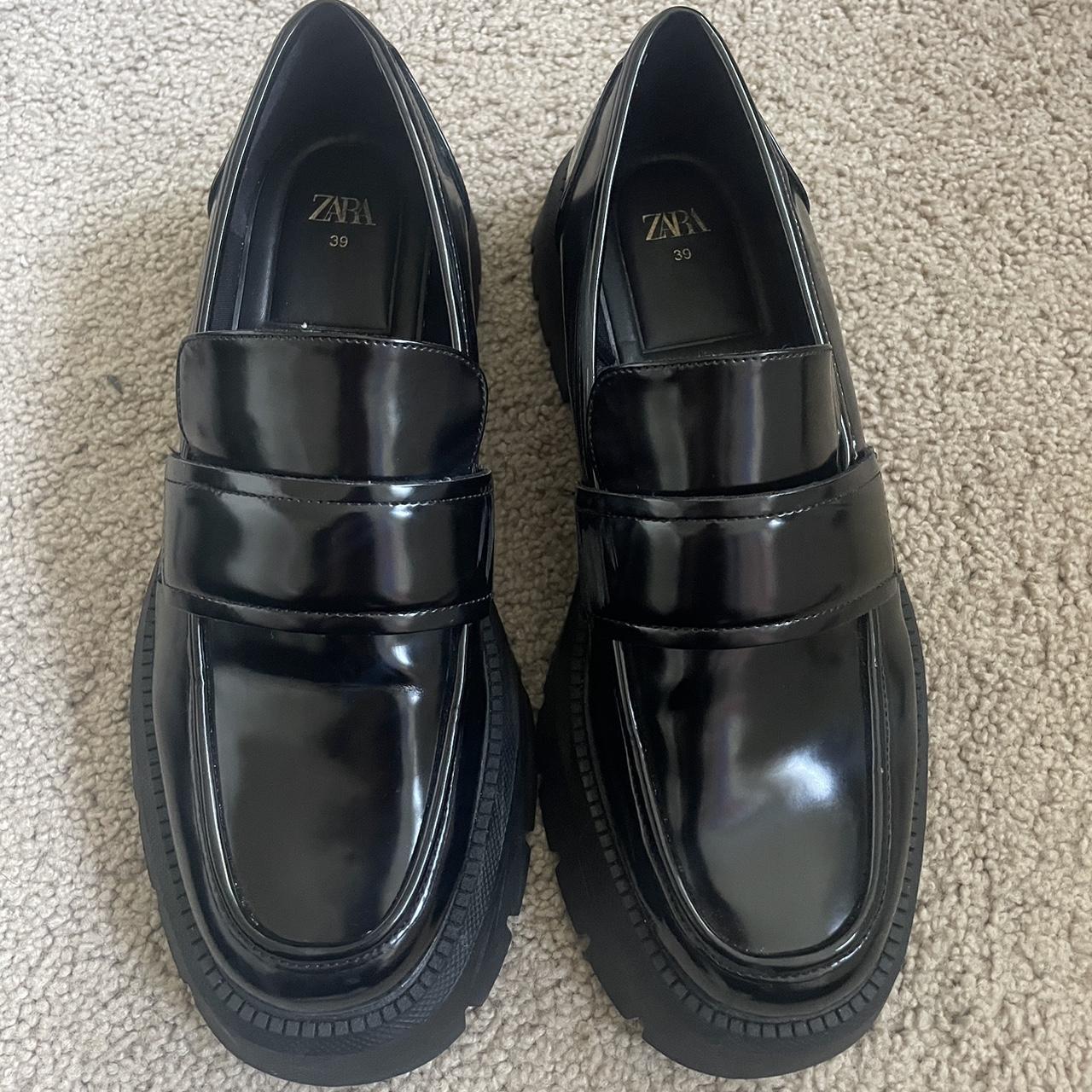 Zara Lug Sole Black Loafer These loafers are so cute... - Depop